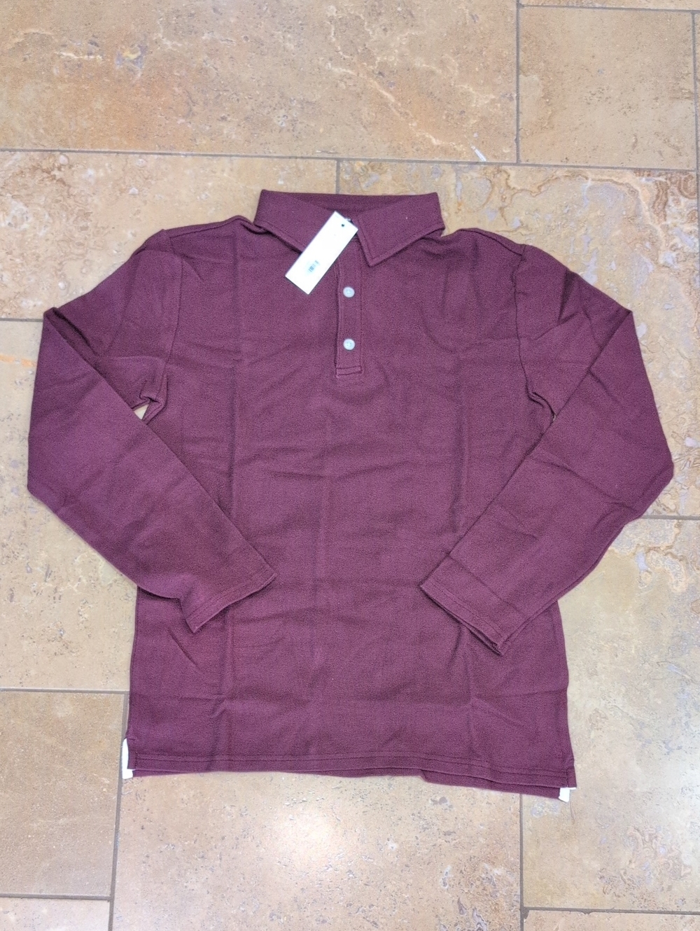 Janie and Jack boy's long sleeve polo. Burgundy. Size 18.